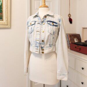 HIGHWAY JEANS Light Wash Gold Buttoned Cropped Jean Jacket